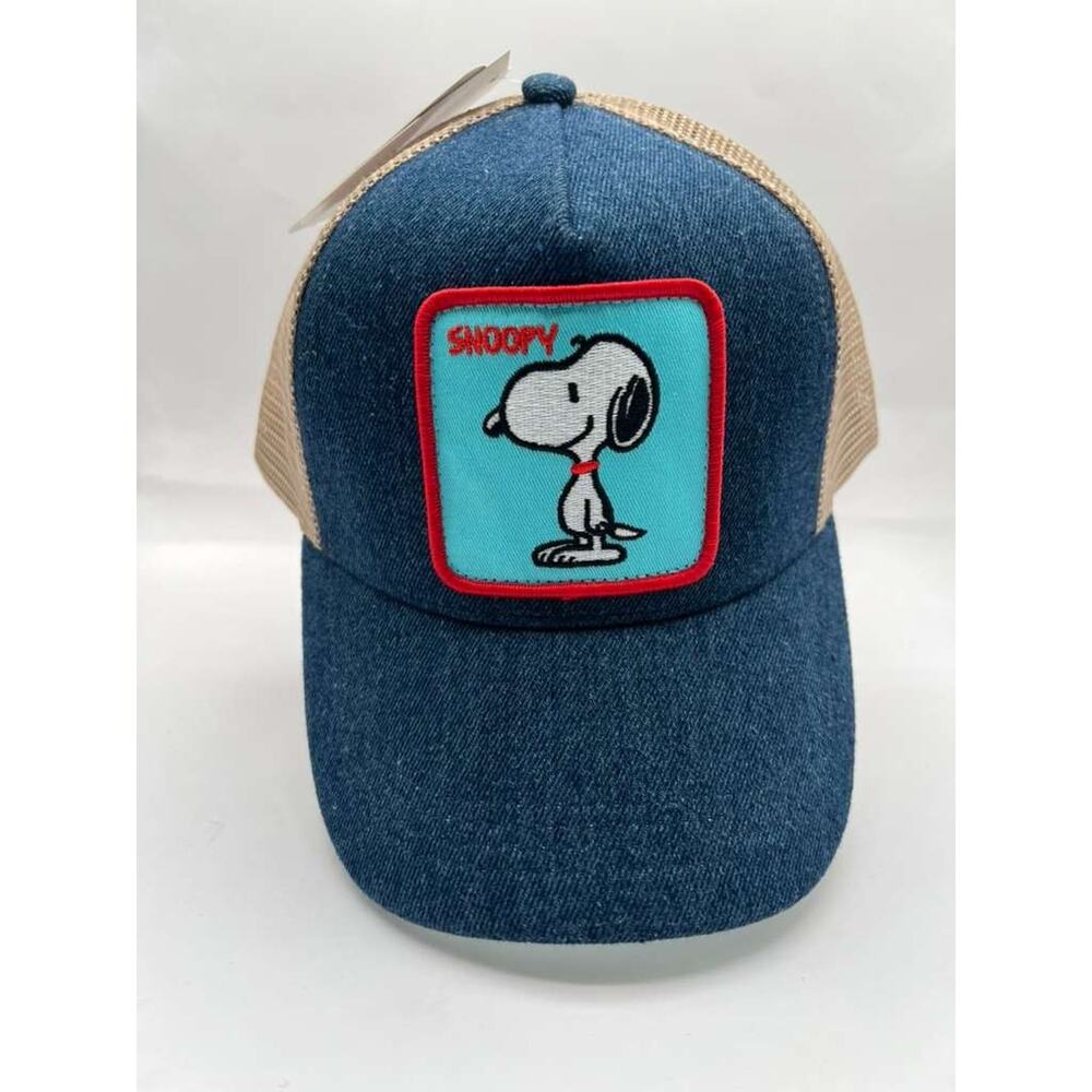 Peanuts Snoopy Denim Trucker Hat Peter Grimm Adjustable Mesh Snapback Cap NWT